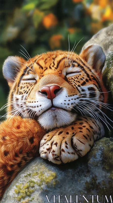 Tranquil Leopard Resting AI Image