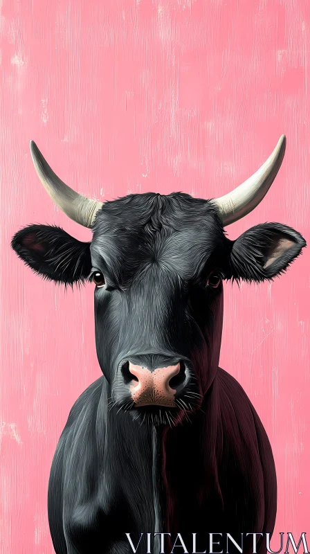 AI ART Cow Against Pink Canvas