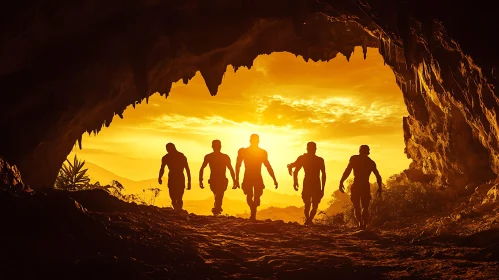 Silhouettes at Cave Entrance