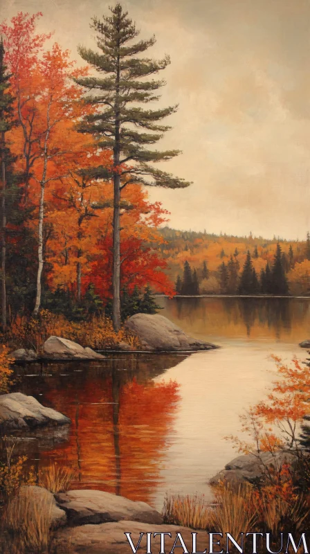 AI ART Tranquil Autumn Landscape with Vibrant Colors