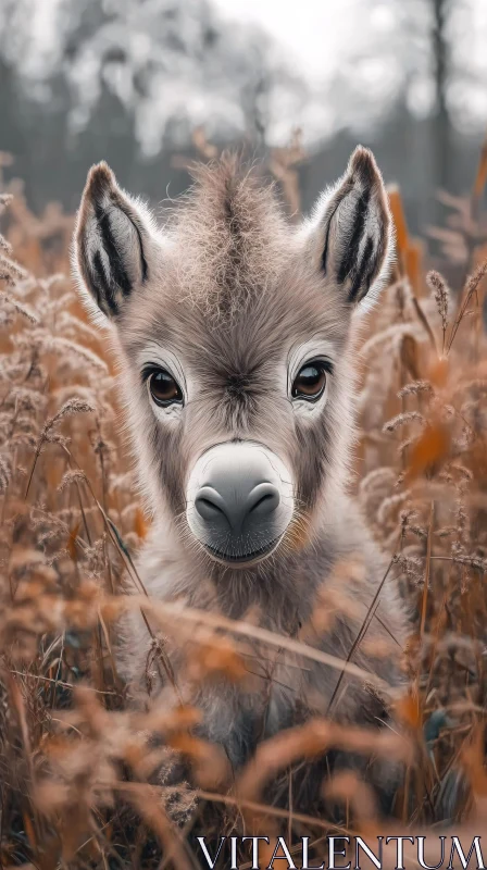 Young Donkey in a Meadow AI Image