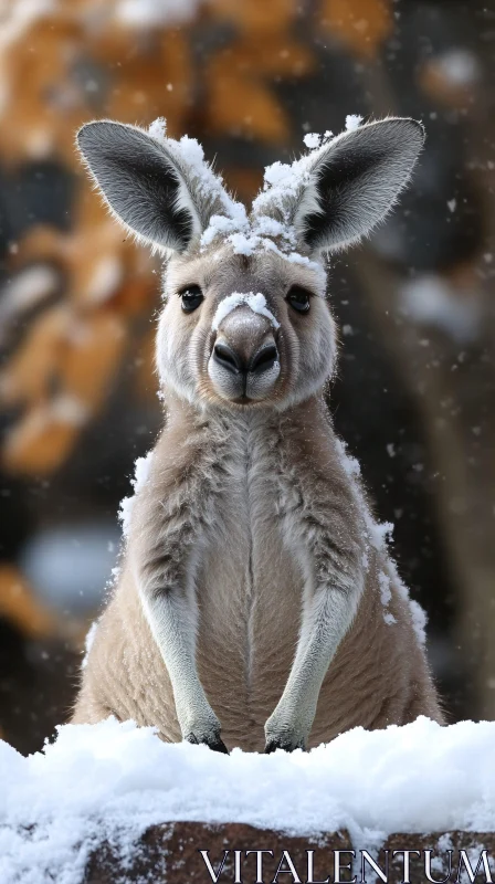 Snow-Covered Kangaroo AI Image