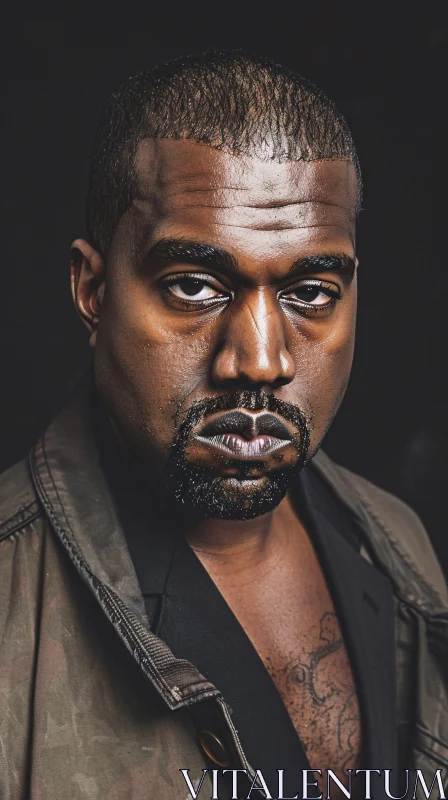 AI ART Expressive Kanye West Close-Up