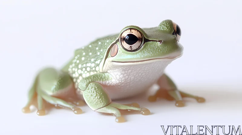 Close-Up of a Green Frog AI Image