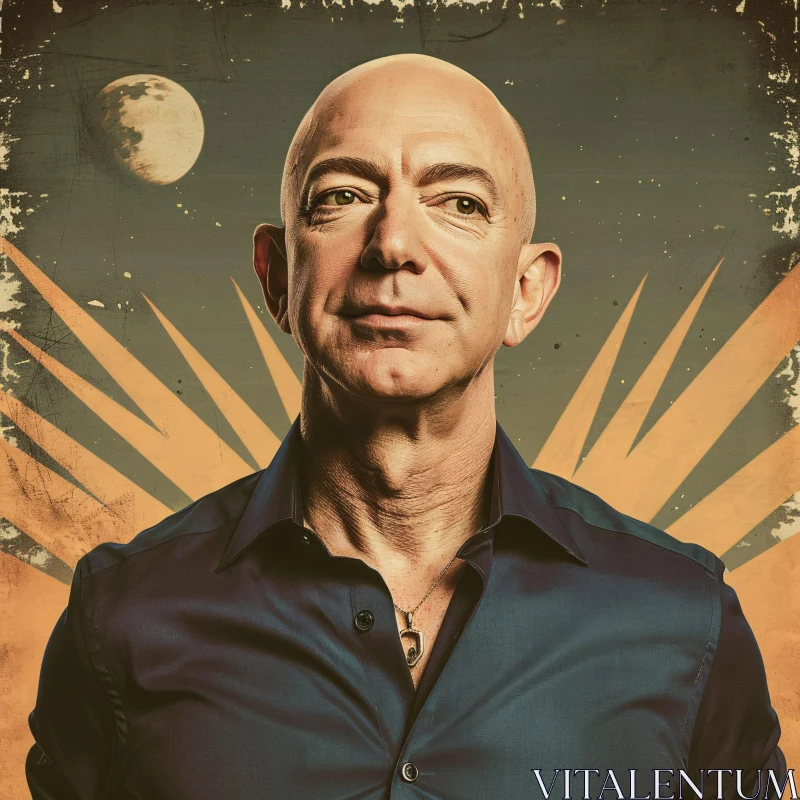 Jeff Bezos Portrait with Space Theme AI Image