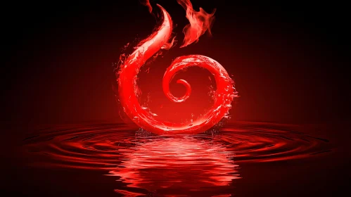 Red Flame Swirl Over Water