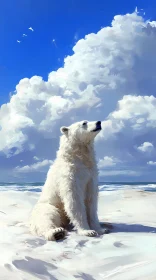 Polar Bear in Peaceful Coastal Scene