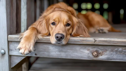 Tranquil Golden Retriever on Porch