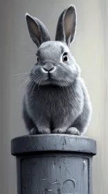 Fluffy Grey Rabbit Art