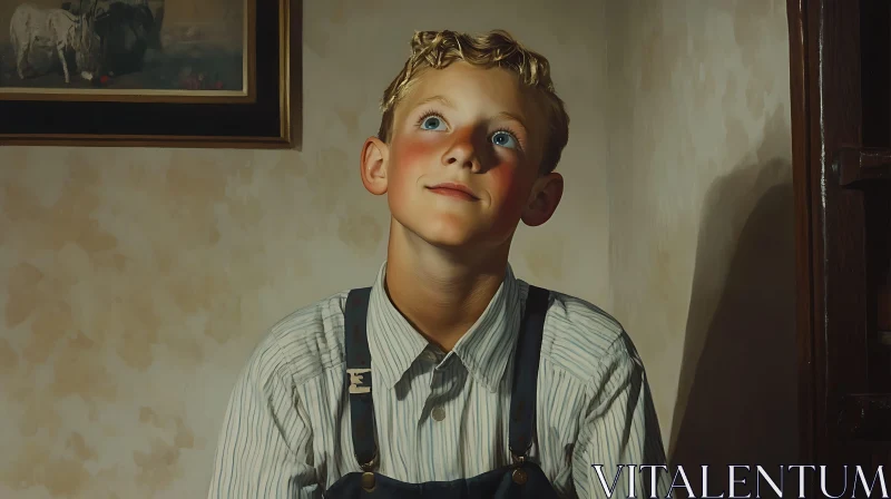 AI ART Boy Looking Upward with Hopeful Expression