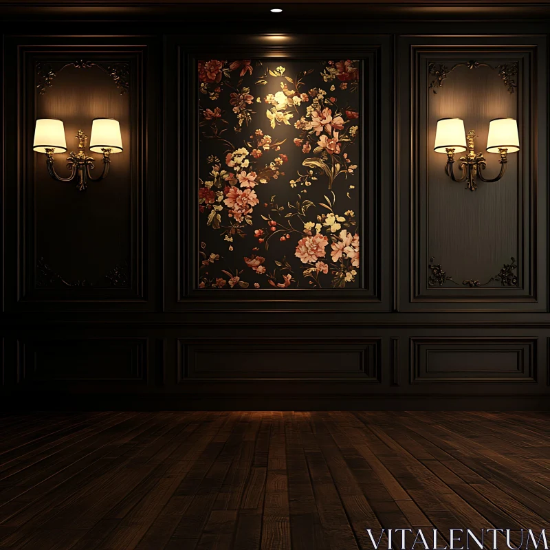 AI ART Sophisticated Room Design with Dark Wood Panels