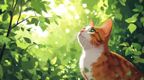 Feline in Sunlit Foliage