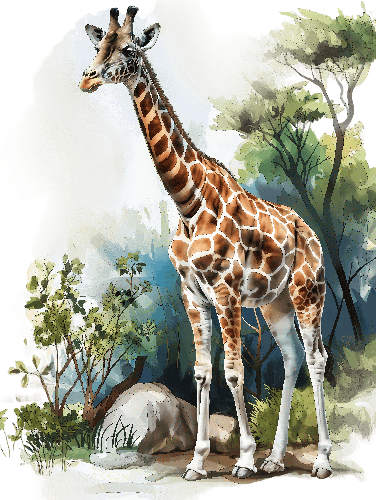 POD Design Giraffe in Forest Illustration - Perfect for Merchandise