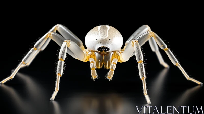 White Spider on Black Background - A Study in Contrast and Style AI Image