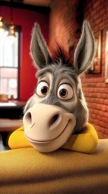 Friendly Cartoon Donkey Indoors