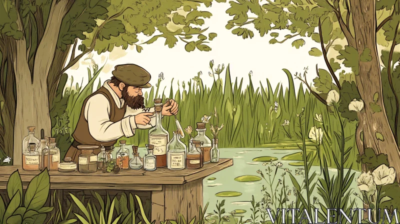 AI ART Apothecary Scene by the Water