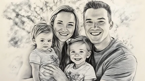 Family Bond: A Charcoal Drawing