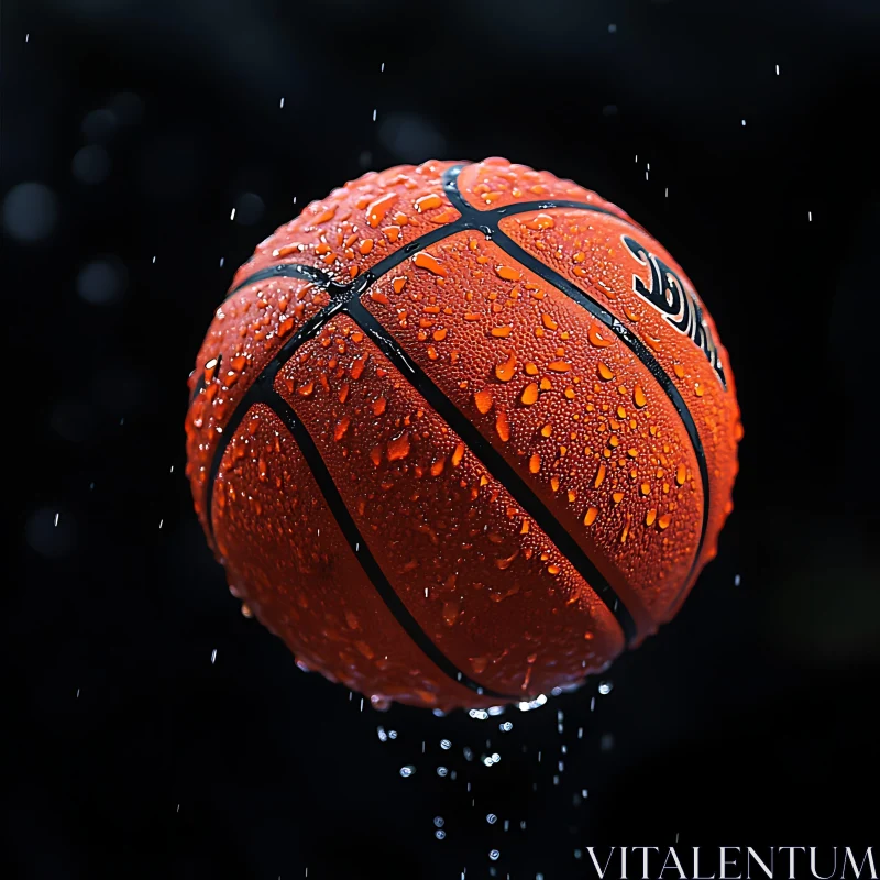 Basketball with water drops AI Image