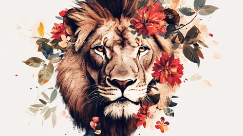 Floral Lion Portrait