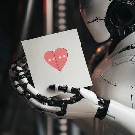 Robot Holding Heart Card