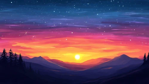 Mountain Sunset Art