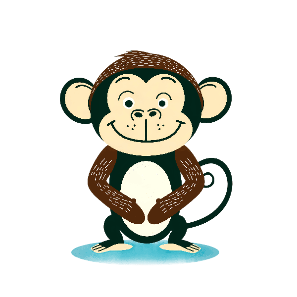 Adorable Monkey Illustration POD Design