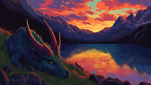 Sunset Dragon by the Lake