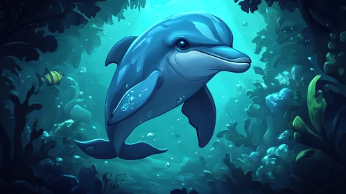 Dolphin in a Vibrant Ocean Scene