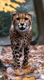 Cheetah Amidst Autumn Foliage