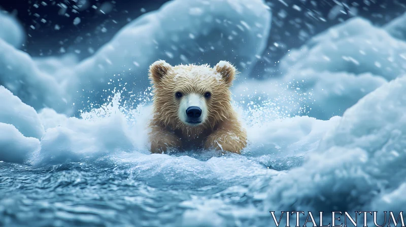 AI ART Bear in Freezing Seas