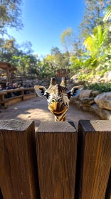 Giraffe Peeking Over Fence