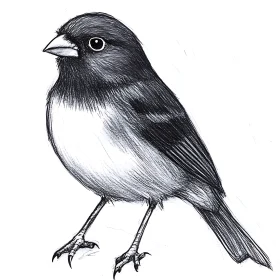 Detailed Bird Sketch in Black and White