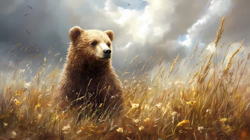 Bear Sitting in a Meadow