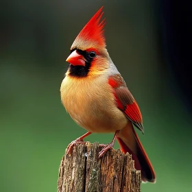 Cardinal Portrait on a Forest Stump