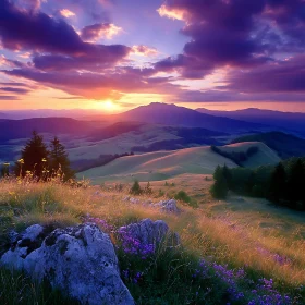 Purple Sunset Over Mountain Vista