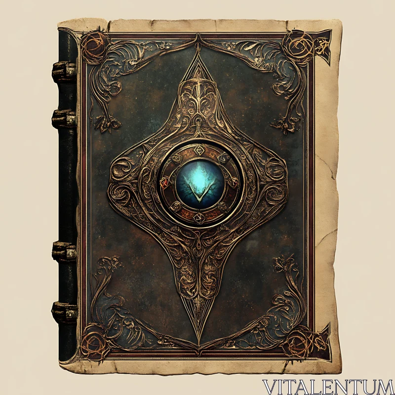 AI ART Mystical Grimoire with Intricate Gold Design