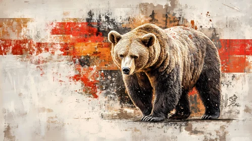 Brown Bear in Abstract Art