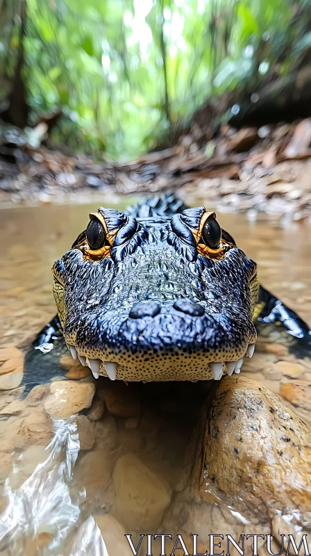 Crocodile in Tranquil Water AI Image