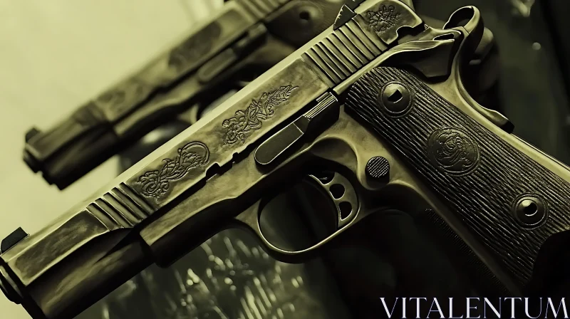 AI ART Engraved Metallic Firearms - Detailed View