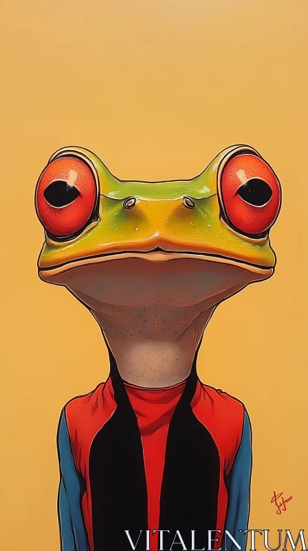 AI ART Vivid Frog Art with Human Posture