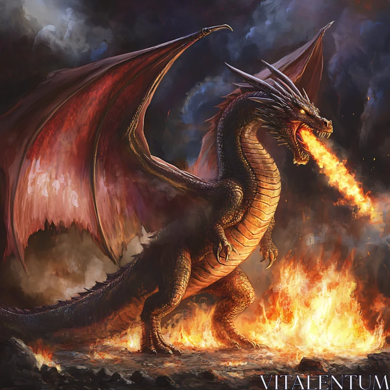 AI ART Dragon's fiery breath