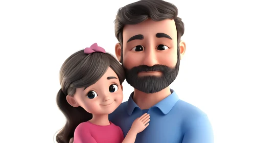 Father-Daughter Affection: A Sweet 3D Rendering