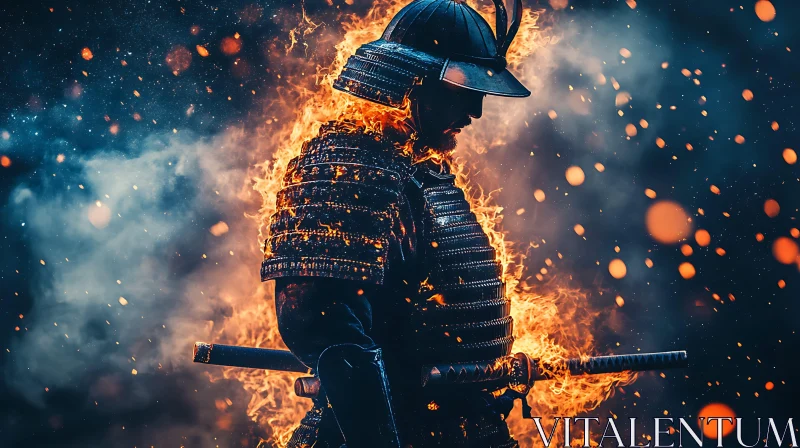 AI ART Samurai Ablaze: A Warrior's Fiery Stance