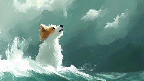 Fluffy Dog and Ocean Adventure