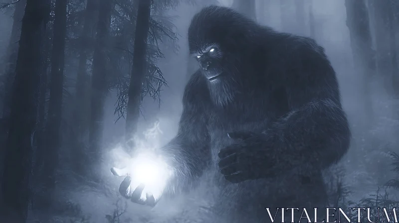 AI ART Mystic Sasquatch with Orb Artwork