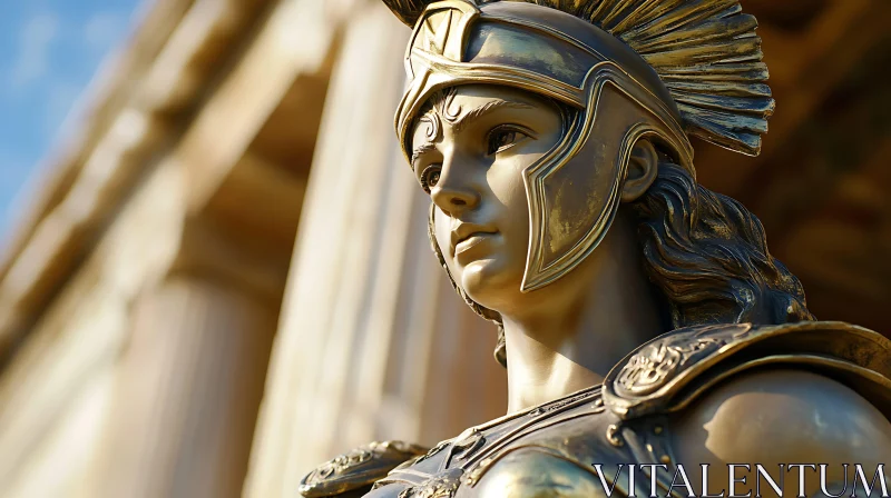 Bronze Athena Statue with Helmet AI Image