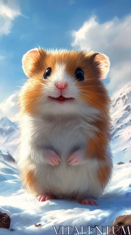 AI ART Cute Hamster on Snowy Terrain