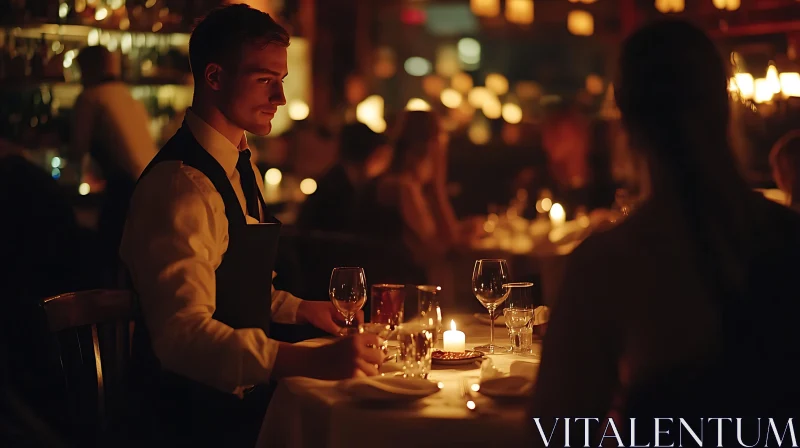 Intimate Dining Experience in a Warm Atmosphere AI Image