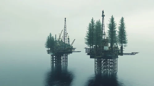 Industrial Nature: Sea Platforms with Trees