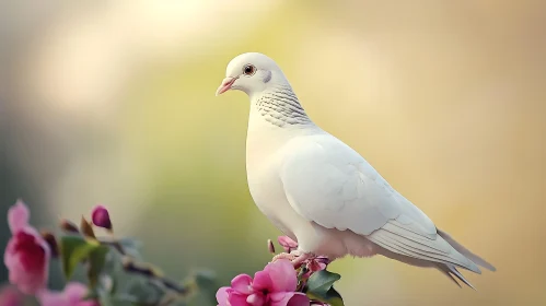 Dove with Pink Flowers